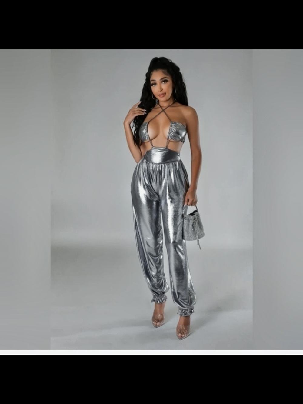 Studio 54 Silver Halter Jumpsuit NWOT 🔥🔥🔥